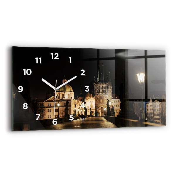 Horizontální skleněné hodiny na stěnu Karlův most v Praze