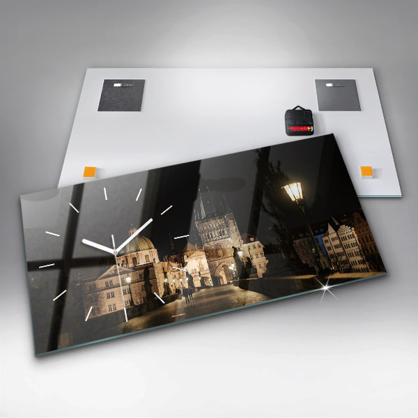 Horizontální skleněné hodiny na stěnu Karlův most v Praze