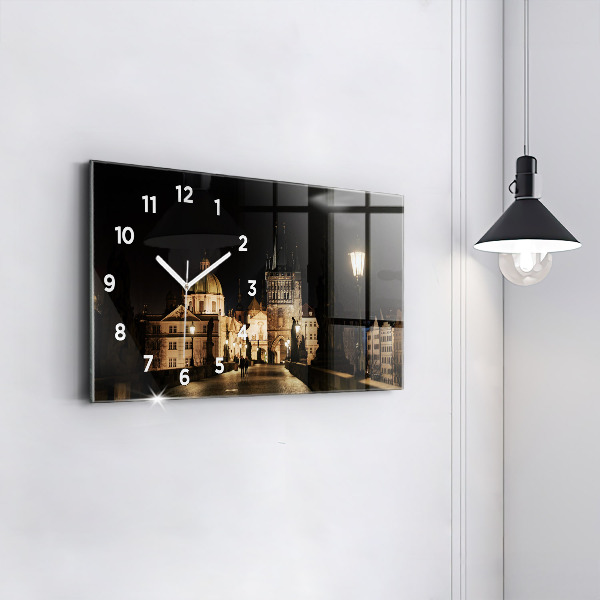 Horizontální skleněné hodiny na stěnu Karlův most v Praze