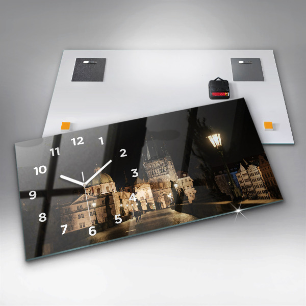 Horizontální skleněné hodiny na stěnu Karlův most v Praze