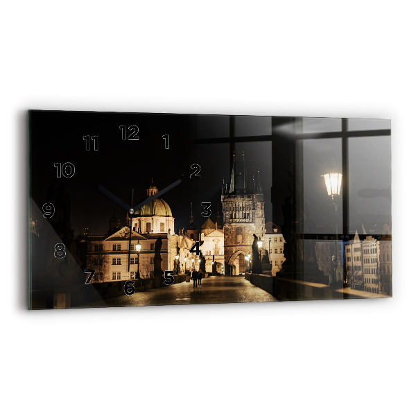 Horizontální skleněné hodiny na stěnu Karlův most v Praze