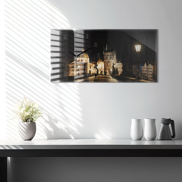 Horizontální skleněné hodiny na stěnu Karlův most v Praze