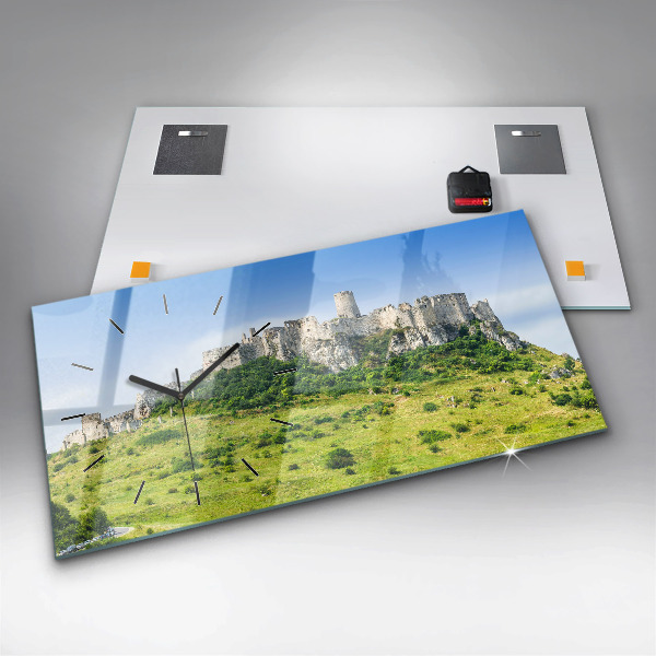 Horizontální hodiny na skle Spišský hrad na Slovensku