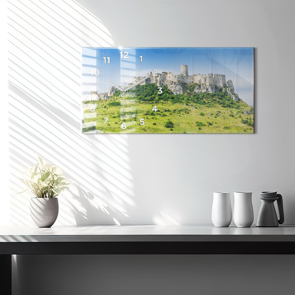 Horizontální hodiny na skle Spišský hrad na Slovensku