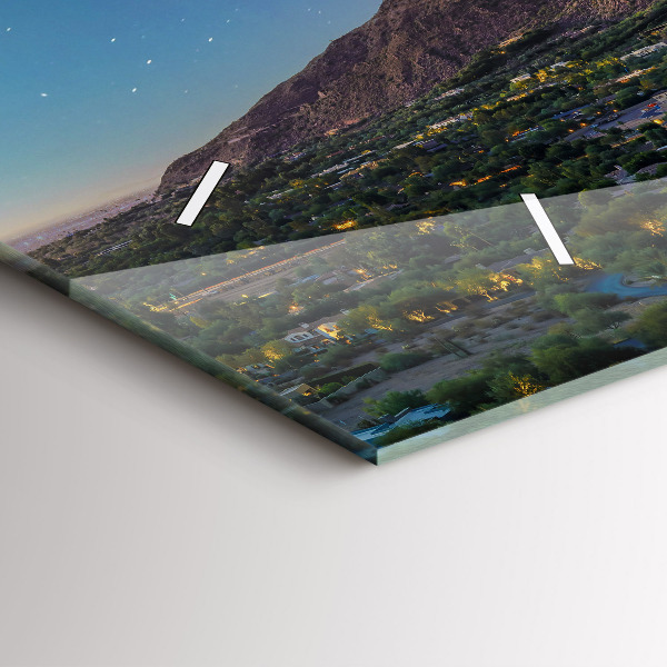 Horizontální skleněné hodiny na stěnu Horská krajina