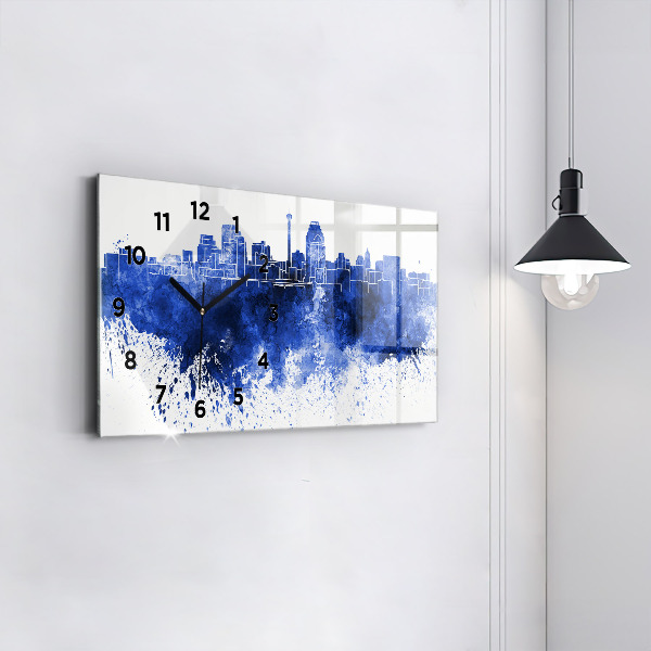 Horizontální skleněné hodiny na stěnu Akvarel ze San Antonia