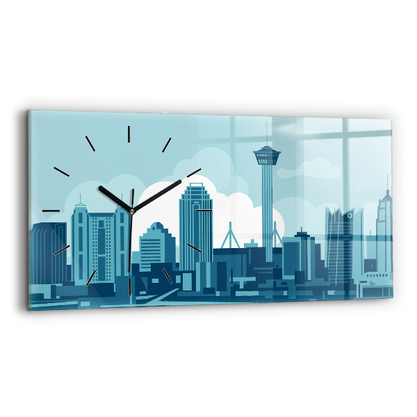 Horizontální skleněné hodiny na stěnu Architektura v USA