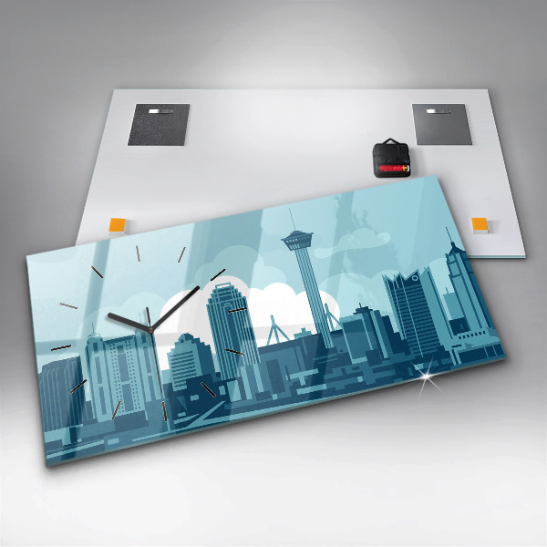 Horizontální skleněné hodiny na stěnu Architektura v USA