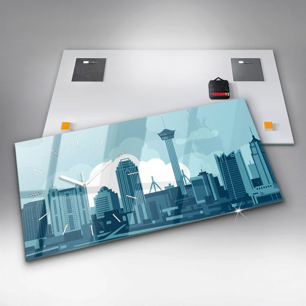 Horizontální skleněné hodiny na stěnu Architektura v USA