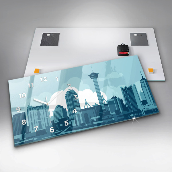 Horizontální skleněné hodiny na stěnu Architektura v USA