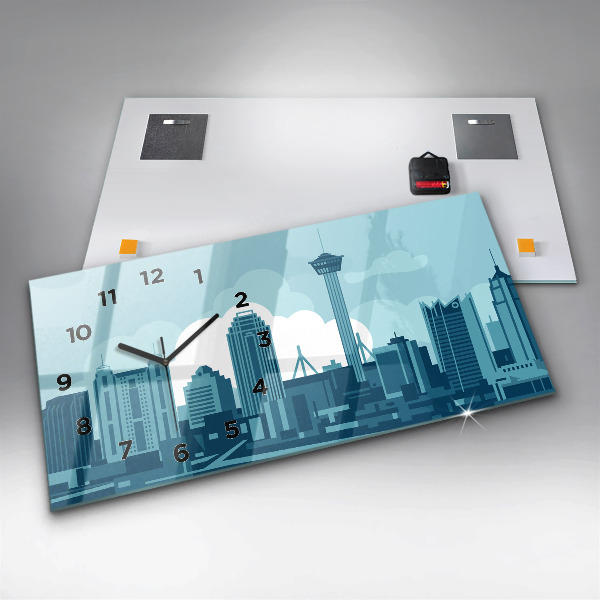 Horizontální skleněné hodiny na stěnu Architektura v USA