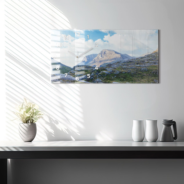 Horizontální hodiny na skle Skalnatá krajina