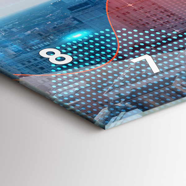 Horizontální skleněné hodiny na stěnu Mrakodrapy ve Filadelfii