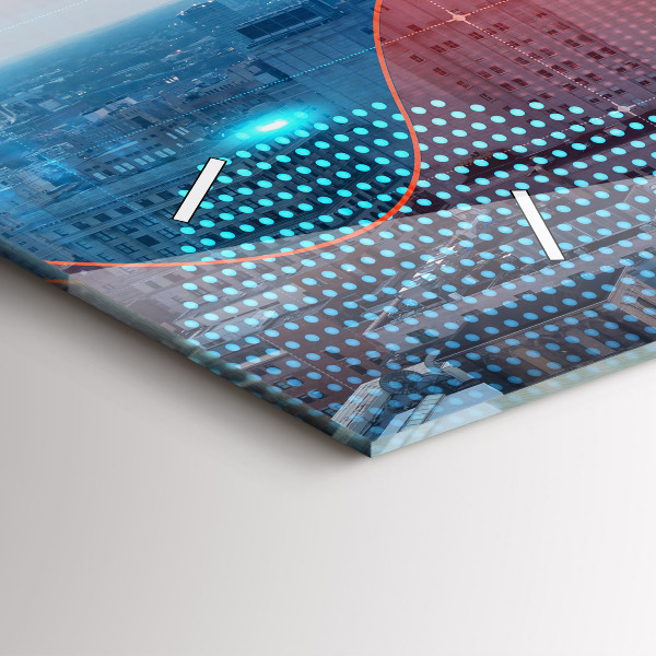 Horizontální skleněné hodiny na stěnu Mrakodrapy ve Filadelfii