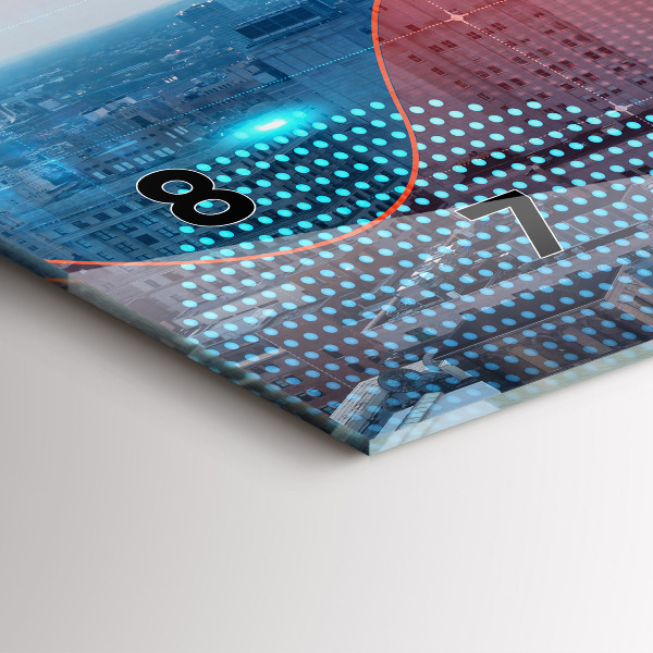 Horizontální skleněné hodiny na stěnu Mrakodrapy ve Filadelfii