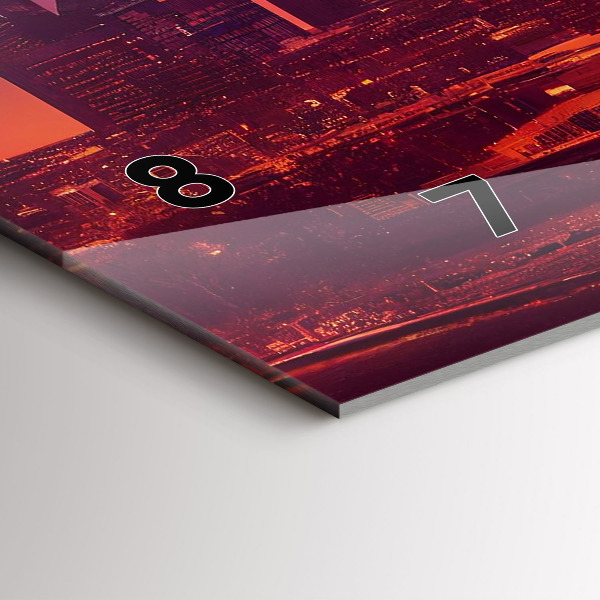 Horizontální skleněné hodiny na stěnu Noční město ve Filadelfii