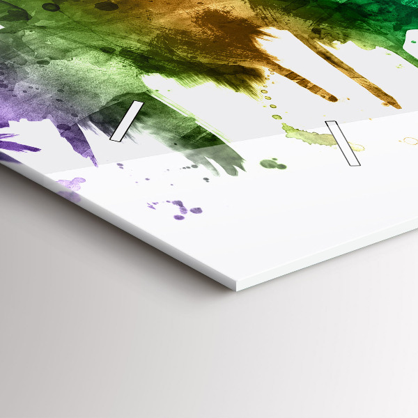 Horizontální skleněné hodiny na stěnu Barevná Filadelfie