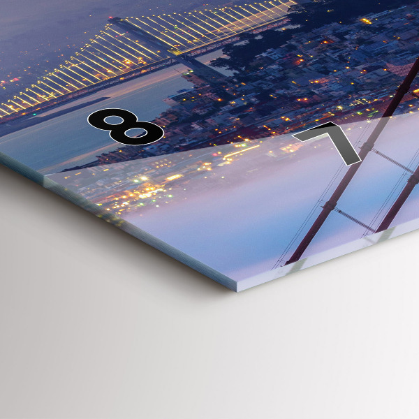 Horizontální hodiny na skle Sanfranciský most