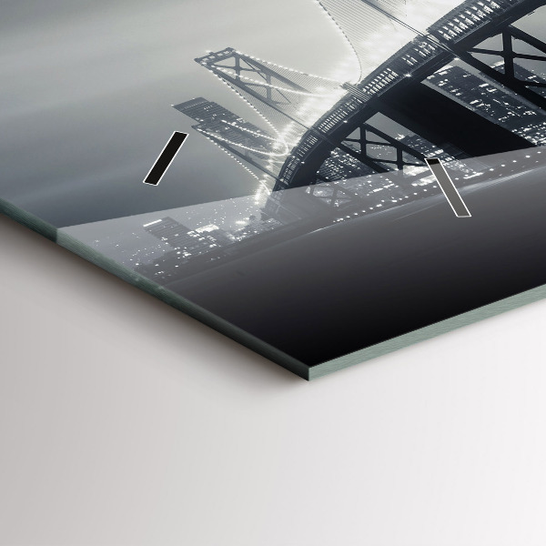 Horizontální skleněné hodiny na stěnu Most v nočním San Franciscu