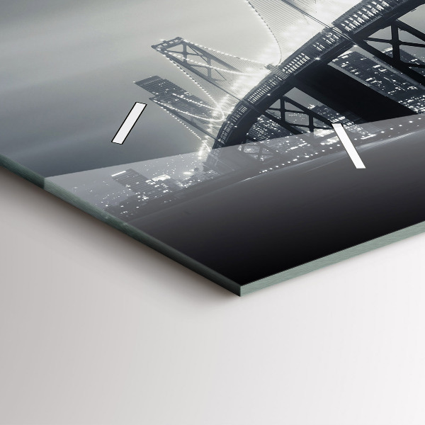 Horizontální skleněné hodiny na stěnu Most v nočním San Franciscu