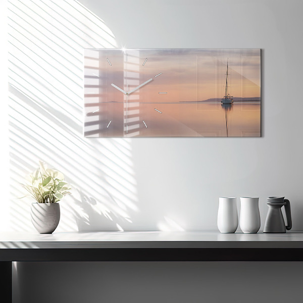 Horizontální skleněné hodiny na stěnu Balaton USA
