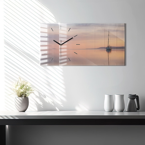 Horizontální skleněné hodiny na stěnu Balaton USA