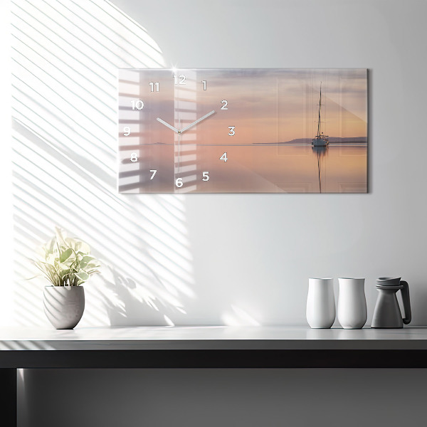Horizontální skleněné hodiny na stěnu Balaton USA