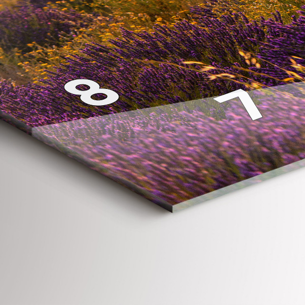 Horizontální skleněné hodiny na stěnu Levandulová louka Francie