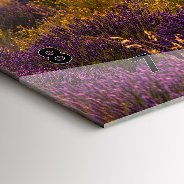 Horizontální skleněné hodiny na stěnu Levandulová louka Francie