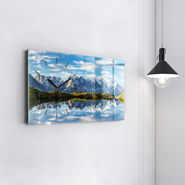 Horizontální skleněné hodiny na stěnu Údolí Chamonix, francouzské Alpy