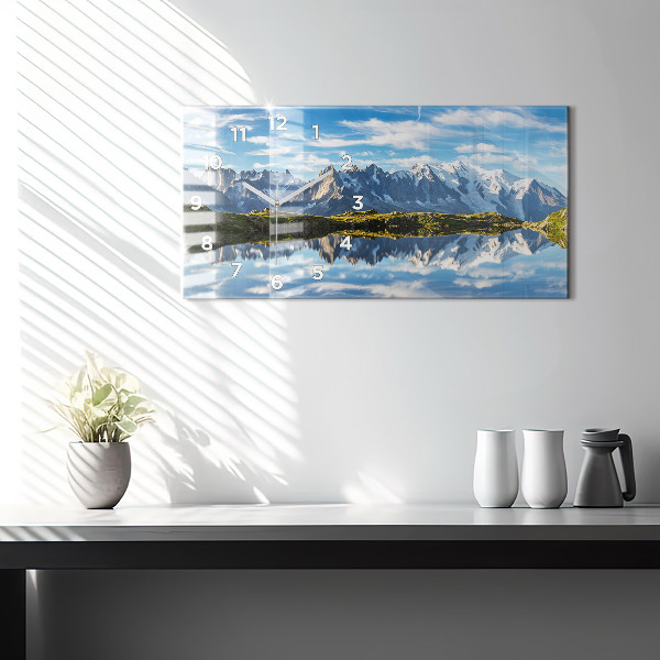 Horizontální skleněné hodiny na stěnu Údolí Chamonix, francouzské Alpy