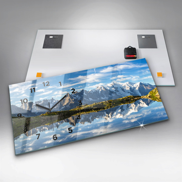 Horizontální skleněné hodiny na stěnu Údolí Chamonix, francouzské Alpy