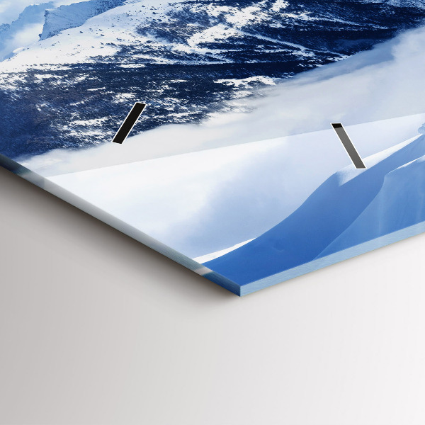 Horizontální skleněné hodiny na stěnu Panorama hor