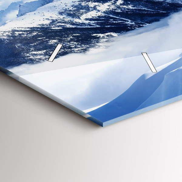 Horizontální skleněné hodiny na stěnu Panorama hor