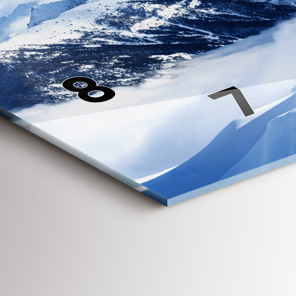 Horizontální skleněné hodiny na stěnu Panorama hor