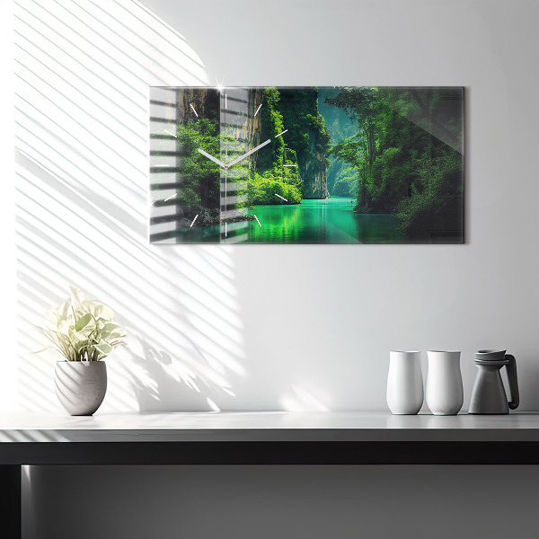 Horizontální skleněné hodiny na stěnu Přírodní krajina Thajska