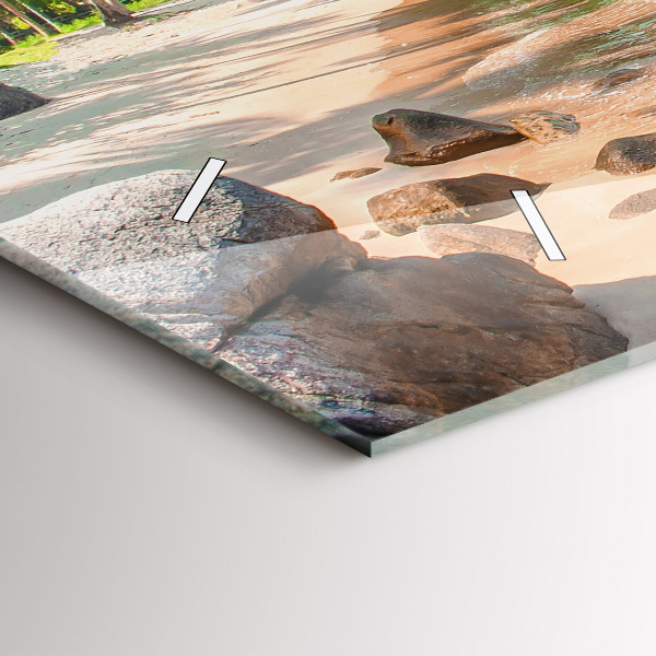 Horizontální skleněné hodiny na stěnu Krásná pláž v Thajsku