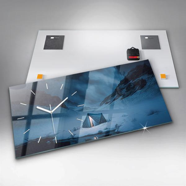 Horizontální skleněné hodiny na stěnu Stan v islandských horách