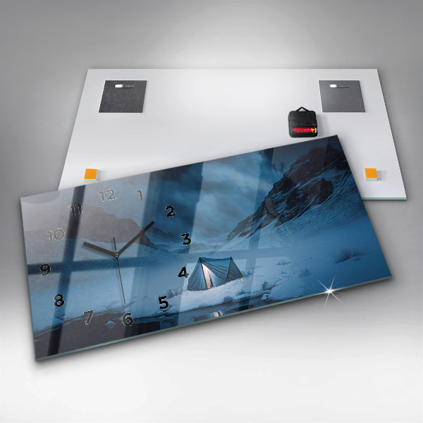 Horizontální skleněné hodiny na stěnu Stan v islandských horách