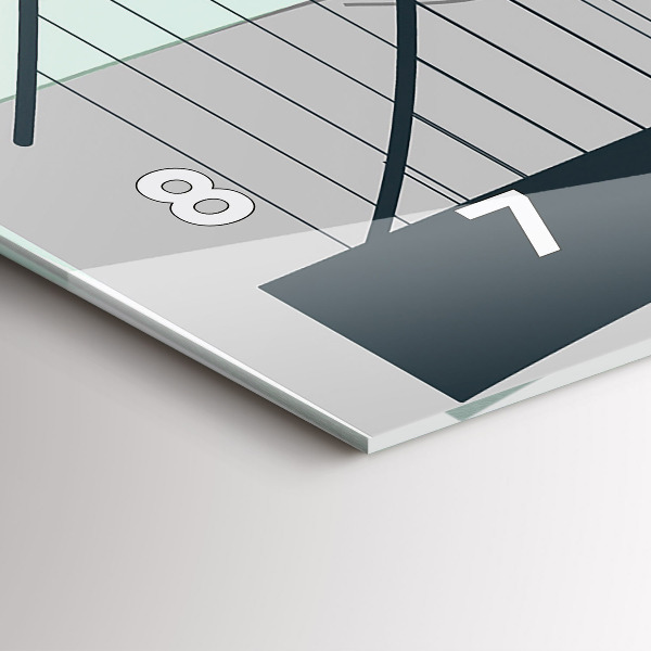 Horizontální hodiny na skle Zelený most