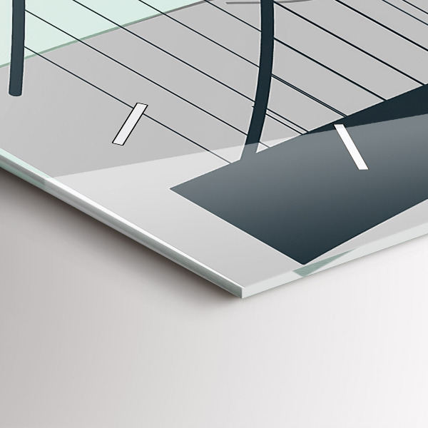 Horizontální hodiny na skle Zelený most