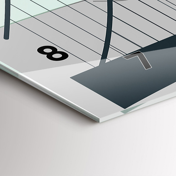 Horizontální hodiny na skle Zelený most