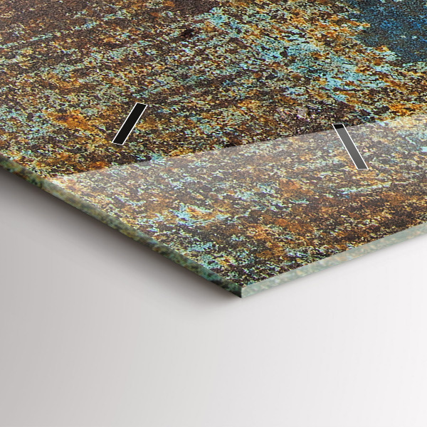 Horizontální hodiny na skle Textura starého kovu