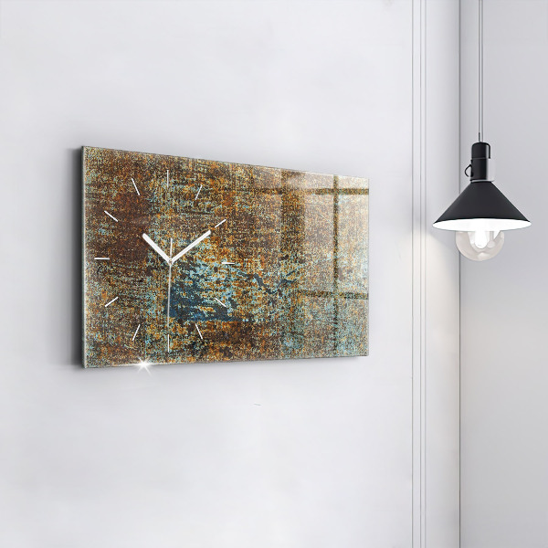 Horizontální hodiny na skle Textura starého kovu