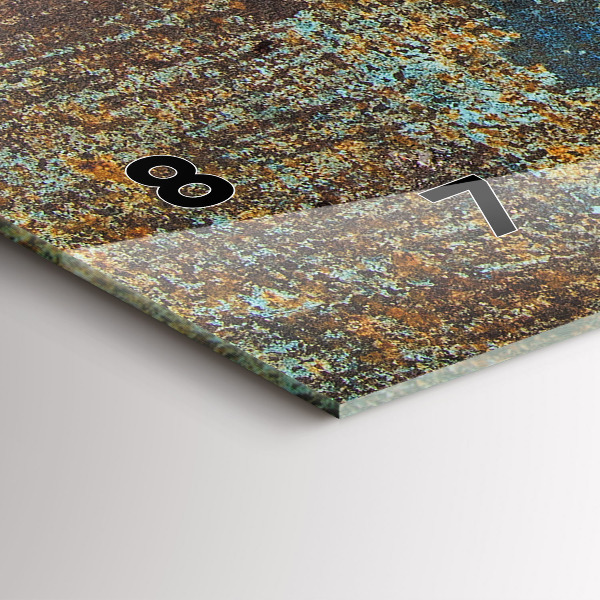 Horizontální hodiny na skle Textura starého kovu