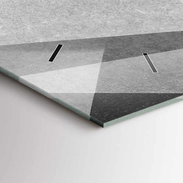 Horizontální hodiny na skle Šedá geometrická abstrakce