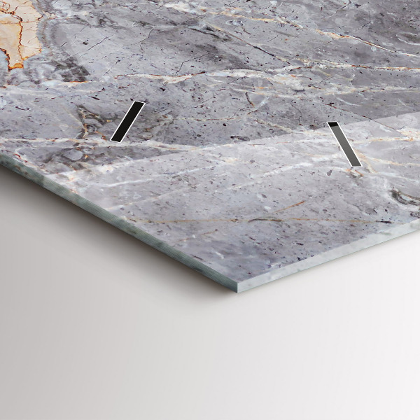 Horizontální skleněné hodiny na stěnu Šedý žulový mramorový kámen