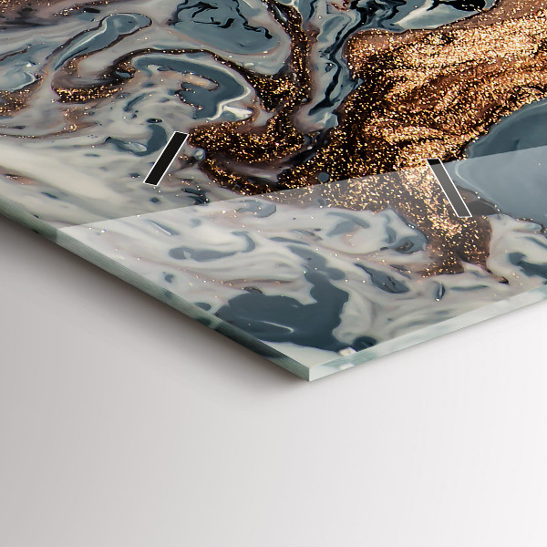 Horizontální skleněné hodiny na stěnu Mramorové umění abstraktní