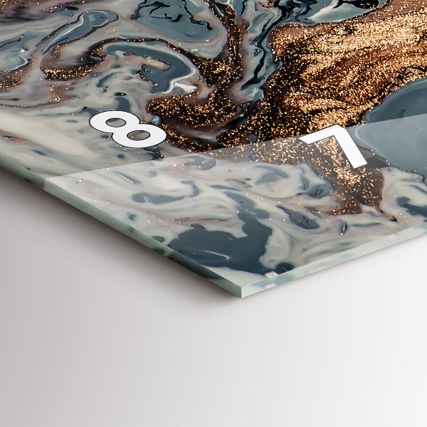 Horizontální skleněné hodiny na stěnu Mramorové umění abstraktní