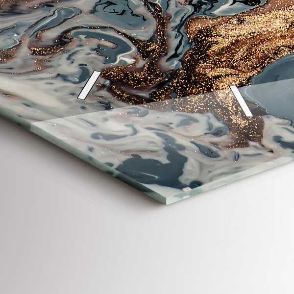 Horizontální skleněné hodiny na stěnu Mramorové umění abstraktní